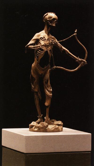 Georg Petel, Staand skelet, gekleurd lindenhout,