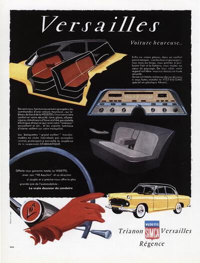 Advertentie voor Simca Vedette (Frankrijk) 1956, expo 58,
