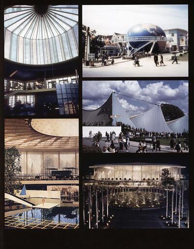 Interieur van het Solvay paviljoen, Modeshow in het paviljoen van de VS, Paris Match, mei-oktober 1958, Paviljoen van PanAm, van Marie Thumas en van de VS 'by night', expo 58,