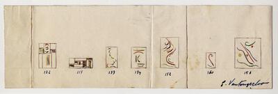Georges Vantongerloo, Studie voor de accrochage, Salon des Réalités Nouvelles, Parijs, 1946, gouache op papier,