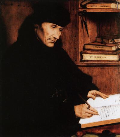 Quinten Metsys, Portret van Desiderius Erasmus, olieverf op hout,