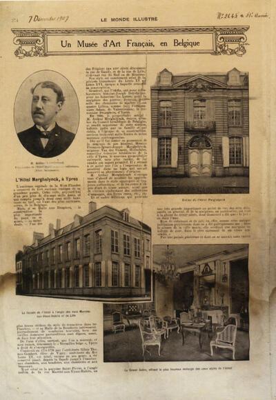 "Un musée d'art français, en Belgique," artikel van Auguste Boisard in Le Monde lllustré, 7 december 1907. Collectie Hotel-Museum Arthur Merghelynck