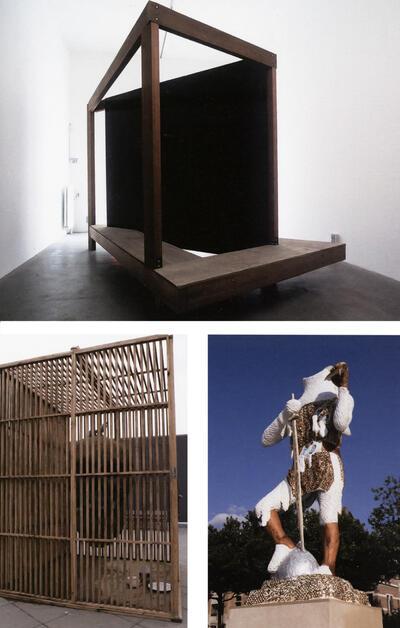 Fabian Luyten, Paviljoen I, 2000, bankirai, mdf, plywood en polyester, Els Dietvorst, Maquette: SKULL 3, Bart Van Dijck, Sick Sculpture, sculptuur,