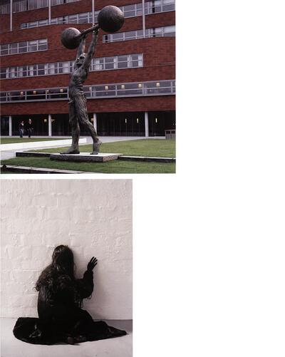 Luk Van Soom, Een kosmisch verlangen, 2005, brons, Jan Van Oost, okyoghost, 1993, textiel, haar en pelsjas, levensgroot, sculptuur,