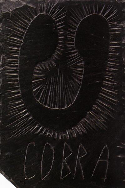 Paul Ubac, Cobra 1950 (voor de cover van nr. 7 van het tijdschrift Cobra), 1950, gegraveerde leisteen,