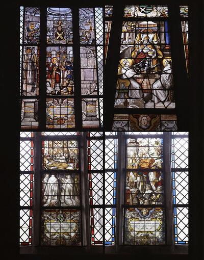 Scènes uit het leven van Norbertus. J. De Caumont glas in lood, parkabdij,