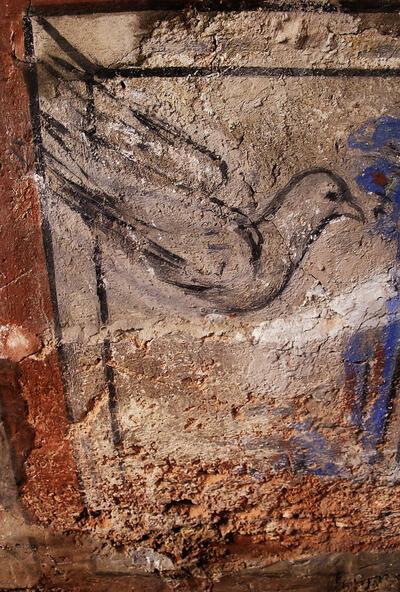 Laat Antieke afbeelding van een duif, overschilderd in de 19de of 20ste eeuw, Tongeren,