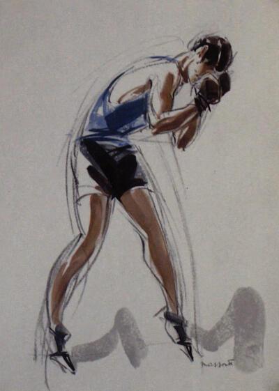 Tekening uit portfolio 'Olympiade' van Armand Massonet, Sportimonium,