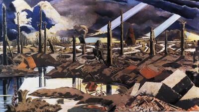 Paul Nash, De weg naar Menen, 1919, olieverf op doek, brits