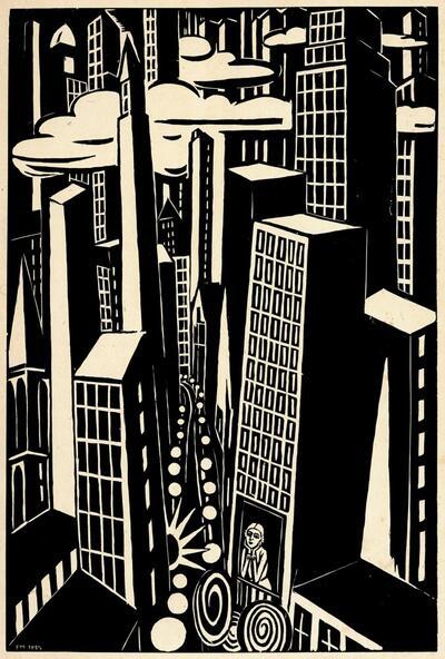 Frans Masereel, Wolkenkrabbers, 1926, MSK Gent