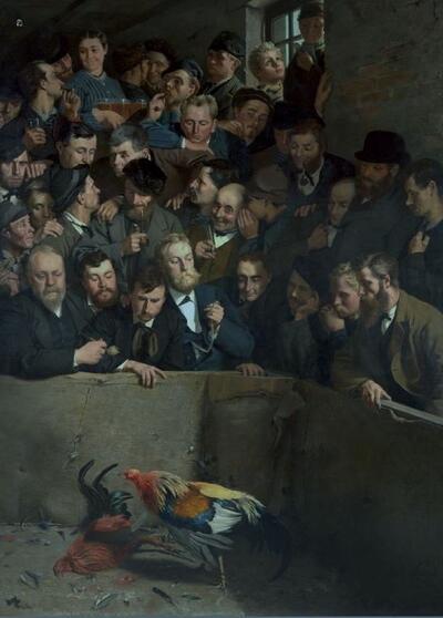 Emile Claus, Het hanengevecht, 1882