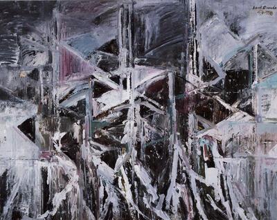 Karel Dierickx, Omsloten situatie, 1985, olieverf op doek, schilderkunst,