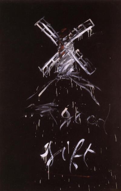 Walter Swennen, Zonder titel, 1982, olieverf op papier gemaroufleerd op doek, schilderkunst,