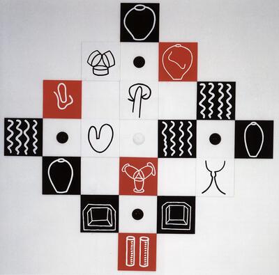 Narcisse Tordoir, Zonder titel, 1985, acryl op hout/acryl op gips, schilderkunst,