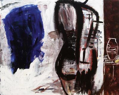 Marc Maet, Naakt, 1984, olieverf op doek en houten bedstijlen, schilderkunst,