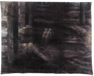 Frans Gentils, Zonder titel, 1995, houtskool en pastel op zeildoek, schilderkunst,