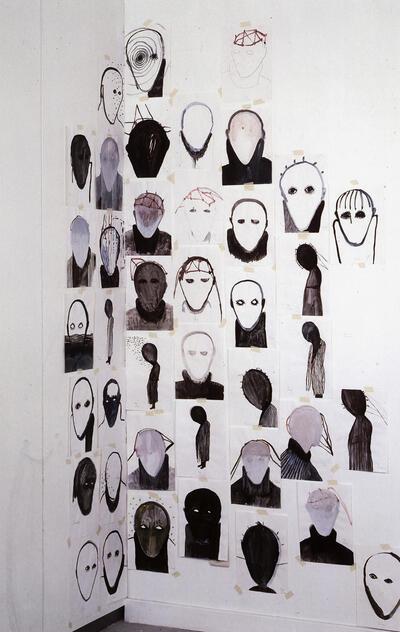 Ronny Delrue, Zonder titel, 1994, potlood op papier, schilderkunst,
