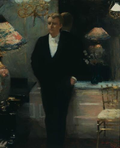 Théo van Rysselberghe, Portret van Octave Maus, 1885, olieverf op doek, Fin-de-sieclemuseum.