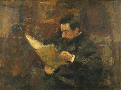 Jan Toorop, Portret van Edmond Picard, 1885, olieverf op karton,