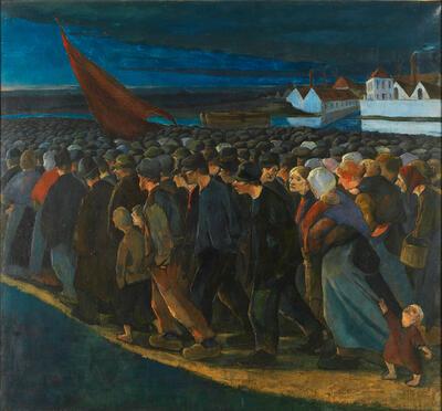 Eugène Laermans, Een stakingsavond, 1893, olieverf op doek, fin-de-sieclemuseum