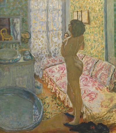 Pierre Bonnard, Naakt bij tegenlicht, ca. 1908, olieverf op doek, fin-de-sieclemuseum.