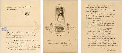 Brief van James McNeill Whistler aan Octave Maus met aanwijzingen voor de ophanging van zijn werken. fin-de-sieclemuseum.