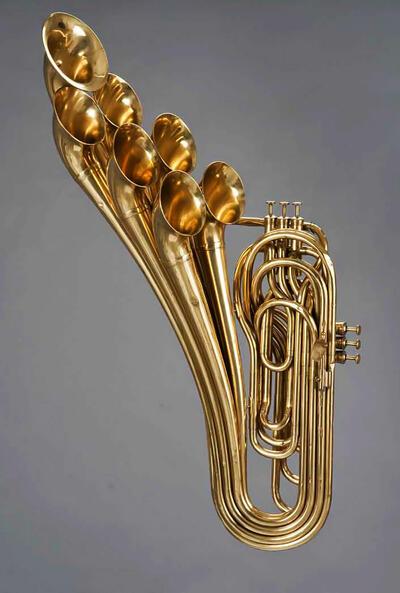 Trombone met zes onafhankelijke ventielen en zeven bekers, Adolphe Sax, Parijs, 1876