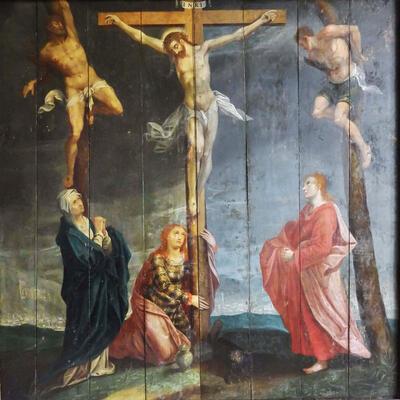 Golgotha, gedateerd 1608, Vlaamse School.