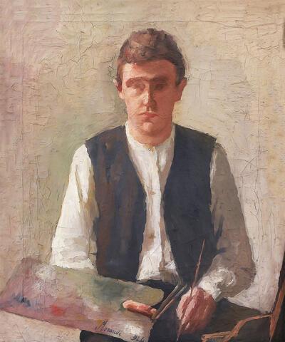 Giorgio Morandi, Zelfportret, 1924, olieverf op doek, 53 x 44 cm galleria degli uffizi - collezione degli autoritratti, firenze