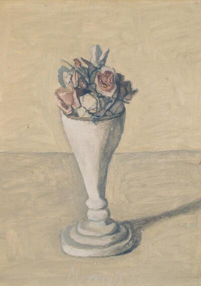 Giorgio Morandi, Bloemen, 1953, olieverf op doek, 40 x 30 cm privécollectie