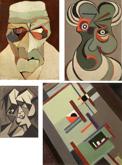 Felixart, Masker, , Oostindische inkt op papier, olieverf op karton, hardboard,