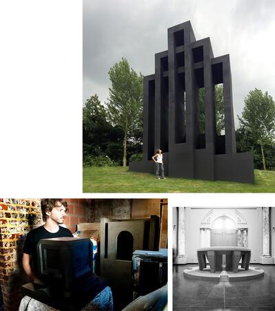 Renato Nicolodi,  De Profundis, 2012, hout, Panopticon I, 2006, polyrethaan, hout en cement, 