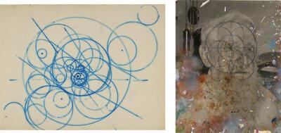 Studie beweging, 1962, inkt op papier, Ontwerp foto zelfportret. Archief Felix de Boeck, Felixart Museum