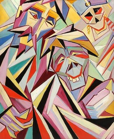 Treurend koppel, 1919, olieverf op karton, Felixart,