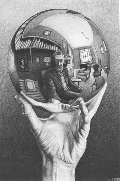 M.C. Escher, Hand met spiegelende bol, 1935, Felixart,