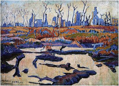 "Een onvermoeibaar colorist". Marcel Canneel (1894-1953), Ruïnes te Nieuwpoort (1916), Olieverf op doek 