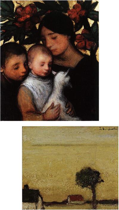 akob Smits, Mater Amabilis, 1895, aquarel, dekverf, krijt en bladgoud, Kempens landschap, 1927 alle op doek,