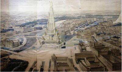 Europalia,  De 7 torens van Moskou (1935-1950) B. Iofann, Paleis van de Sovjet Sjtsjoessev Museum van Architectuur, Moskou