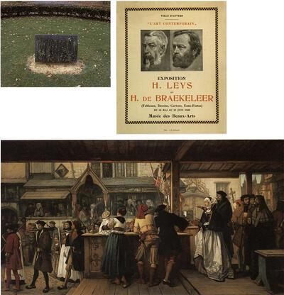 Henri Leys, ooit een gevierd schilder en een baron, overleed in 1869. Pas in 1957 ontving hij een eenvoudig gedenkteken. Tentoonstelling in 190S met werk van Henri De Braekeleer en zijn oom Henri Leys in het Museum voor Schone Kunsten. Aanvankelijk schilderde Henri Leys historische gebeurtenissen gesitueerd in de Scheldestad: Bezoek van A. Dürer te Antwerpen in 1520, 1855, olieverf op hout.