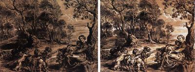 C. Jegher (naar P.P. Rubens), Rust op de vlucht naar Egypte (rechts: geretoucheerd door P.P. Rubens) 