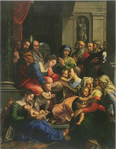 Michiel Coxcie, De Maagschap van de heilige Anna, 1540, olieverf op paneel,