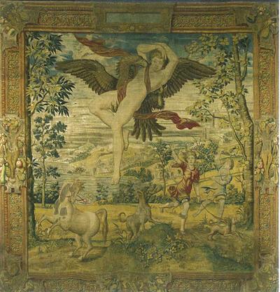 Michiel Coxcie en Willem Pannemaker, Wandtaptijt uit de Ovidiusreeks: De roof van Ganymedes, midden 1 6de eeuw, wandtapijt,