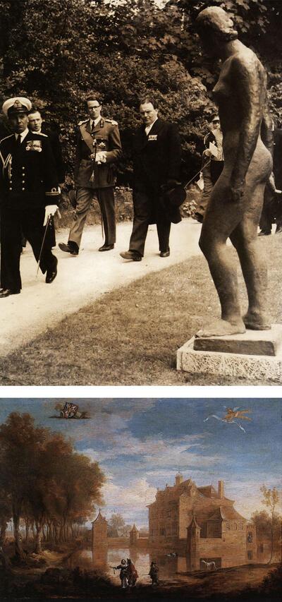  Bezoek van koning Boudewijn en burgemeester Lode Craeybeckx aan het Middelheimpark, [Anoniem], Zicht op het kasteel v a n Wilrijk Zeventiende eeuw, olie op doek, Museum van de Stad Brussel
