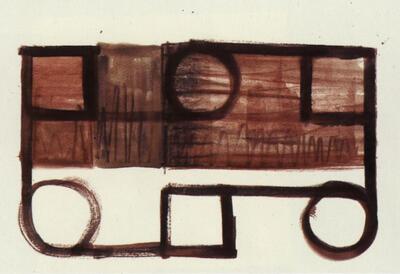 Per Kirkeby, tekening, 1995 Collectie Middelheimmuseum