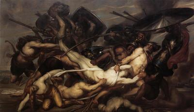 Grieken en Trojanen vechten om het lichaam van Patrocles, Wiertzmuseum