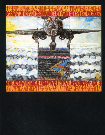 Willem van Genk, Cubaanse luchthaven. Mixed media op bordkarton, ca 1975 (Collectie Stichting De Stadshof, bruikleen aan Museum Dr. Guislain)