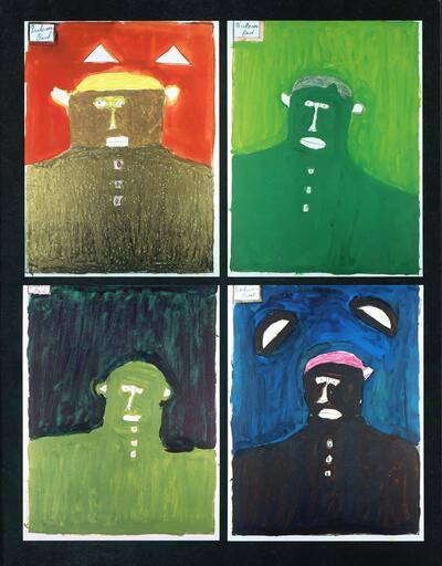 Paul Duhem, zonder titel. Verf op papier, La pommeraie, ca 1995 (Collectie Museum Dr. Guislain)