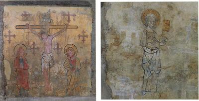 Gepolychromeerd fragment van een grafkelder met heilige Petrus, 14de-15de eeuw , Sint-Pietersabdij