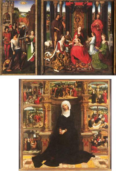 Madonna van de zeven weeën/Van de Velde Diptiek (1520-1530)  Brugge, Onze-Lieve­vrouwekerk / Brussel, Koninklijke Musea voor Schone Kunsten van België Foto Speltdoorn, Brussel 