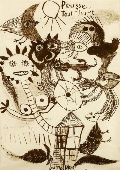 Constant, Pousse tout fleurit, 1949, lithograﬁe, The Phoebus Foundation, Antwerpen, Cobra